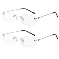 Lightweight Rimless Reading Glasses 2 Pairs Ultra Thin Readers Quality Spring Hinged Crystal Clear Lenses Eyeglasses for Men and Women, 1.50
