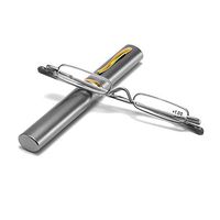 PAYANT Reading Glasses for Women & Men - Slim Mini Pocket Readers with Pen Clip Case, Eye Glasses for Grandpa and Grandma - Grey 4.0x