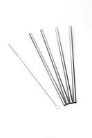 BOROLA Set of 4 Stainless Steel Straws Drinking Metal Straws For Tumblers Cold Beverage (4 Straight + 1 Brushes)