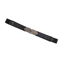 Tomppy Women Leather Belts Vintage Elastic Stretch Skinny Waist Band Cinch Belt for Dress Jeans (Free Size, Black)