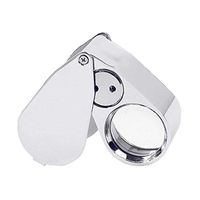Loupe Mini Magnifier, Silver 25mm Lens 40X Magnification with LED Light UV Portable Folding Diamond Jewelry Recognizing Counterfeit Magnifier