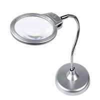 Magnifiers Desktop Main Mirror 10X Auxiliary Mirror 20X Magnifying Glass Illuminated with LED Lights Elderly Reading Electronic Inspection Watch Mobile Phone Repair Enlargement Mirror,Silver