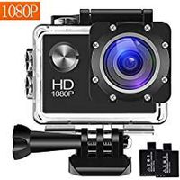 Action Camera, 12MP 1080P 2 Inch LCD Screen, Waterproof Sports Cam 120 Degree Wide Angle Lens, 30m Sport Camera DV Camcorder with with 2 Rechargeable Batteries and Mounting Accessories Kit HONG002