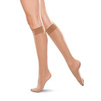 Therafirm LIGHT Women's Knee High Support Stockings - 10-15mmHg Compression Nylons (Sand, Large)