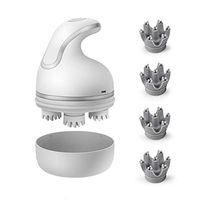 Tiktalk Electric Scalp Head Massager Portable Handheld Massager for Stimulating Hair Growth, Scalp Stress Relax,with 4X Extra Massage Heads (White)