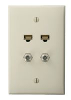 Leviton 5EA10-M4T 2 Data Ports QuickPlate Mid Size 1 Gang Wallplate, Light Almond