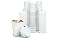 [400 SETS] 12oz White Snowflake Cup Emboss Wall with Lid - No Sleeves needed Premium Insulated Ripple Wall Hot Coffee Tea Chocolate Drinks Perfect Travel To Go Paper Cup and Lid