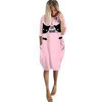 LISTHA Womens Pocket Loose Dress Crew Neck Casual Long Dresses Plus Size