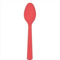 Club Pack of 288 Coral Pink Red Premium Heavy-Duty Plastic Party Spoons