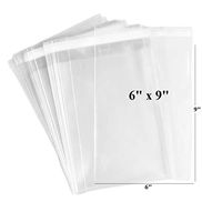 200ct Adhesive Treat Bags 6x9 Clear - 2.1 mils Heavy Duty Thick Self Sealing OPP Plastic Bags for Bakery Cookies Christmas Party Decorative Gift Bags (6" x 9" - 200ct)