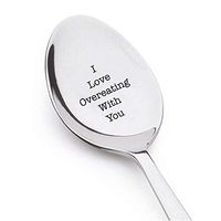 I love overeating with you spoons an unique quirky anniversary gift for your love-Best gift for foodies-Valentines day gift for Girlfriend Boyfriend-Stainless steel spoons size of 7 inches.