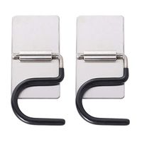 2 Pcs Stainless Steel Punch-free Self Adhesive Mop Holder Wall Mount Mop Hook Broom Hanger Home Organizer & Tool Storage Rack for Bathroom and Kitchen(Black)