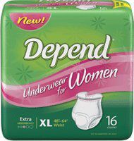 DEPEND UNDERWEAR FOR WOMEN EXTRA ABS XLG 48"-64"