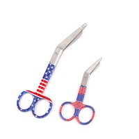 Wdl 2 Pcs Lister Bandage Nurse Scissors 3.5"+5.5" American Flag Pattern
