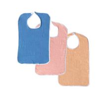 3 Terry Adult Bib with Hook and Loop Closure (Royal, Pink, Peach)