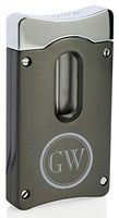 Personalized Caseti Gunmetal Wedge V Cigar Cutter with Free Laser Engraving (Two Initails)