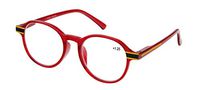 Reading Glasses Spring Hinge Plastic Rim Stylish Glasses with Box, Pouch, and Cloth Clear Red