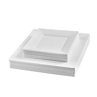 White Square Plastic Plates 60 Pack Disposable White Square Plastic Plates Set - Includes 30 9.5" Dinner and 30 6.5" Salad Plates Disposable Elegant Party Plates - Posh Setting