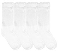 Carolina Ultimate Mens Non-Binding Diabetic Cotton Crew Socks 4 Pair Pack (Shoe Size: 12-16 / Sock Size: 13-16, White)