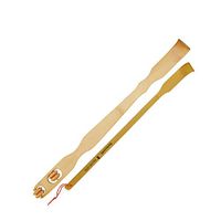 BambooMN 1 Pieces 17" Bamboo Backscratcher Knobby Massage Roller Handle Plus Free Travel Size Back Scratcher for Itching Relief, 100% Natural Bamboo