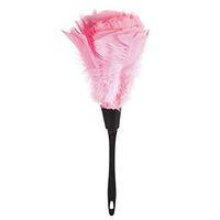 Feather Duster-Turkey Feather Cleaning Duster Soft Brush with Black Handle Home Furniture Car Cleaning Tools (5 Colors) (Color : Pink)