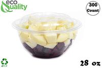 28oz Clear Disposable Salad Bowls with Lids (300 Pack) - Clear Plastic Disposable Salad Containers for Lunch to-Go, Salads, Fruits, Airtight, Leak Proof, Fresh, Meal Prep | Rose Bowl Container (28oz)
