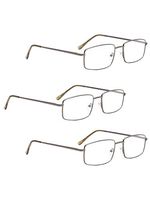READING GLASSES 3 pack Large Metal Readers for Men (Gunmetal, 2.00)