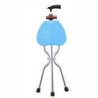 DSHUJC Tripod Crutch Chair Travel aid Aluminum Alloy Tube Height Fixed,with LED Light 2 in 1design Suitable for Middle-Aged and Elderly,B
