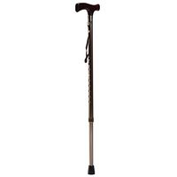XIHAA T Type Solid Wood Handle Adjustable Cane, Portable Aluminum Alloy Outdoor Ultra-Light Feel Gold
