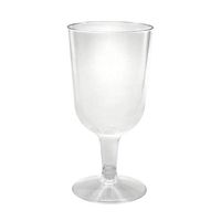 Party Essentials WINE7-20/20 Disposable Hard Plastic Two Pieces Wine Glasses, 20-Count, 7-Ounce, Clear