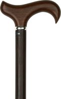 Genuine Wenge Wood Derby Walking Cane with Wenge Shaft and Silver Collar