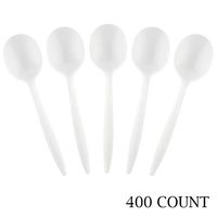 Plasticpro Cutlery 400 Mediumweight White Disposable Plastic Soup Spoons