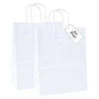 Incredible Packaging - 10" x 5" x 13" Kraft Paper Bags with Handles for Shopping, Retail, Merchandise, Gift and Party Bags. Strong and Reusable - 80 Paper Thickness- 100% Recycled Bulk (60, White)
