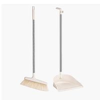 Broom and Dustpan With Long Handle Telescopic Up Extra Long Handle Magic Windproof Broom and Dustpan Stainless steel rod Multi-Function Broom Set Home Kitchen Room Garden cleaning tools