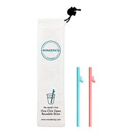 WonderSip One-Click Open Reusable Straw for Easy and Effective Cleaning - 2 PCs Pack (Teal/Coral, Leaf Junior 6")