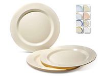 " OCCASIONS" 40 Plates Pack, Heavyweight Disposable Wedding Party Plastic Plates (10.5'' Dinner Plate, Plain Ivory)
