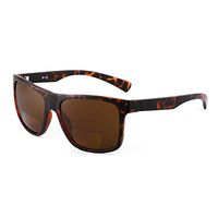 JM Bifocal Sunglasses for Men Women Vintage Square Reading Glasses Tortoise Frame Brown Lens +2.5