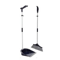 Broom and Dustpan With Long Handle Telescopic Up Aluminum Alloy Rod Extra Long Handle Plastic Broom And Dustpan Magic Non-Slip Handle Soft Brush Broom Set Used For Office Toilet Room (Color : Blue)