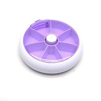Antrader Portable Rotating 7 Day Weekly Pill Box, Travel Vitamins Medicine Tablet Cod Liver Oil Organizer Dispenser Holder Reminder, Round, Purple
