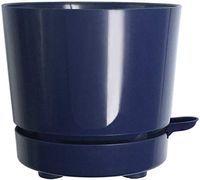 8" Self Watering + Self Aerating High Drainage Deep Reservoir Round Planter Pot Prevents Mold, Root Rot & Soil Fungus in Herbs, Succulents, for Indoor & Outdoor & Windowsill Gardens (Blue)