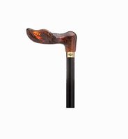 Palm Grip Hardwood Cane Black, Amber Acrylic Handle  -Affordable Gift! Item #DHAR-9786800