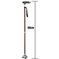 XIHAA Outdoor Elderly Walking Stick, With LED Lamp Crutch Fold Ultra-Light Portable Aluminum Alloy Anti-Skid Fitness,Brown