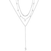 Meolin Silver hand multi-layer wafer chain multi-drilling moon necklace for Woman Jewellery
