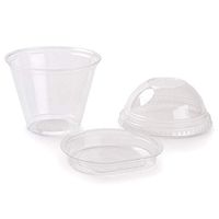 50 Count Plastic CLEAR 9 oz Squat Cup, 2 oz Insert and Dome Lid, Parfait Cup 3-piece, w/ Signature Party Picks
