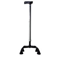 Adjustable Height Quad Cane Walking Stick Aid Four Legs Small Base Silver New