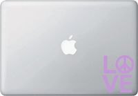 Yadda-Yadda Design Co. Love Sculpture with Peace Sign - MacBook or Laptop Decal (3" w x 3.5" h) (Lavender)