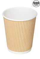 [500 PACK] 8 oz RippIe Wall Insulated Disposable Paper Coffee Cups - Double Walled Rippled Disposable Coffee Hot Tea Cups - Bio Degradable Eco Friendly Hot Beverage, To Go, Coffee Shops, Wholesale