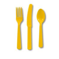 Club Pack of 288 School Bus Yellow Premium Heavy-Duty Plastic Party Knives, Forks and Spoons