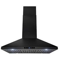 AKDY 36" Island Mount Black Painted Stainless Steel Touch Panel Kitchen Range Hood Cooking Fan