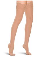 Therafirm Women's Lace-Top Thigh High Stockings - 20-30mmHg Moderate Compression Nylons (Sand, Medium)